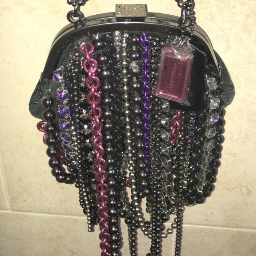 COACH Poppy Tangle Black Stones Small Bag Purse